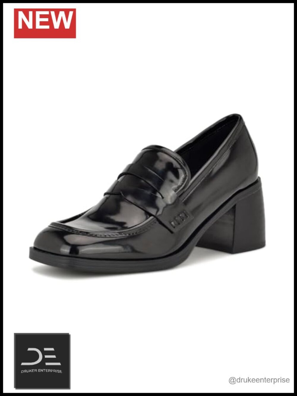 Nine West Avalia Women's Heeled Loafers Block Heel Square Toe Slip On 2.3